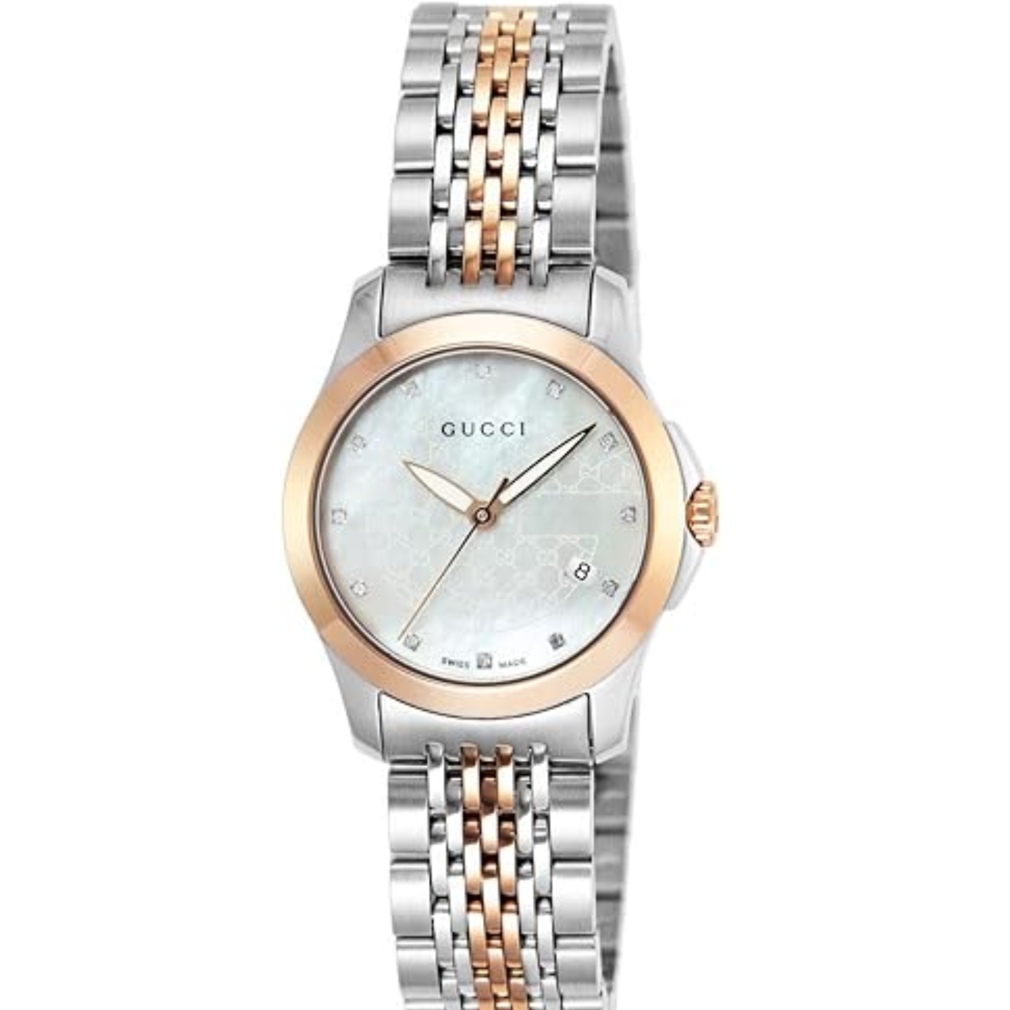Gucci Women’s Swiss Made Quartz Two-tone Stainless Steel Mother of Pearl Dial 27mm Watch YA126539