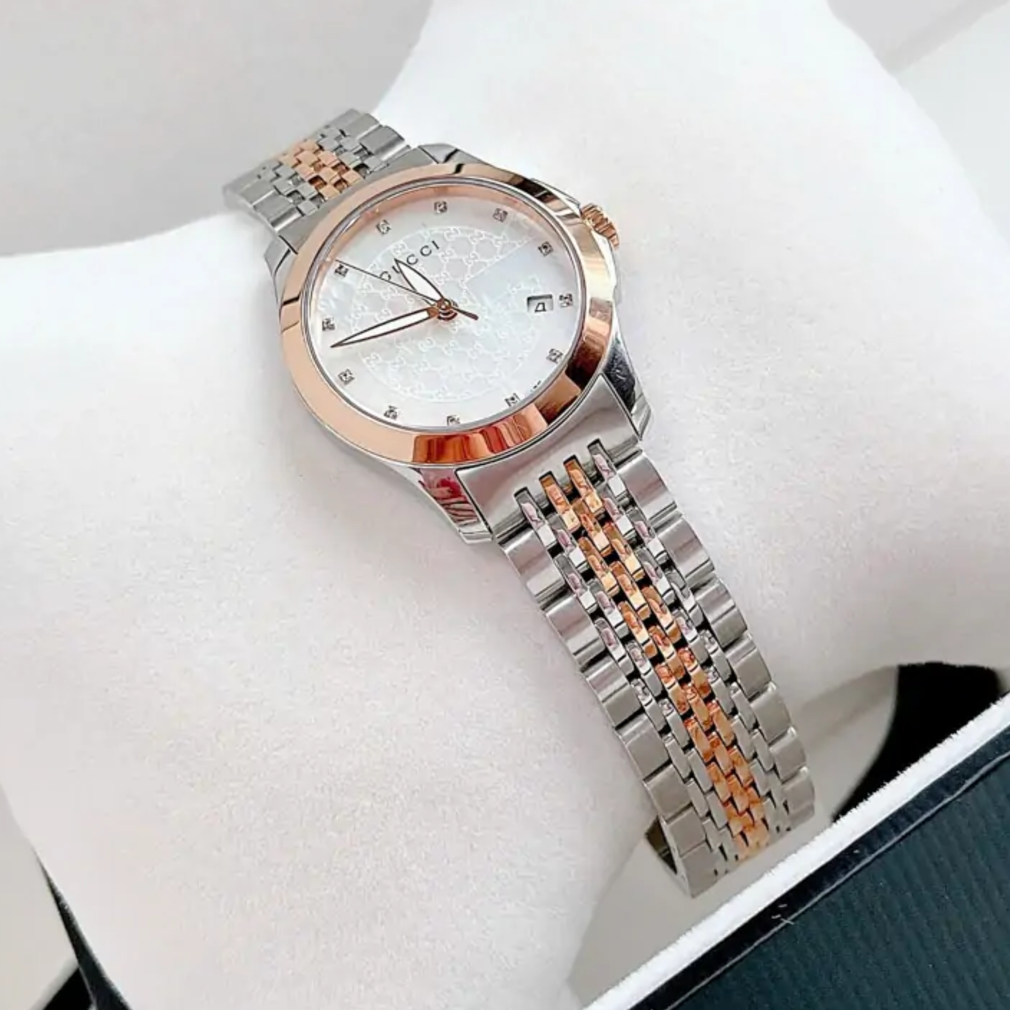 Gucci Women’s Swiss Made Quartz Two-tone Stainless Steel Mother of Pearl Dial 27mm Watch YA126539