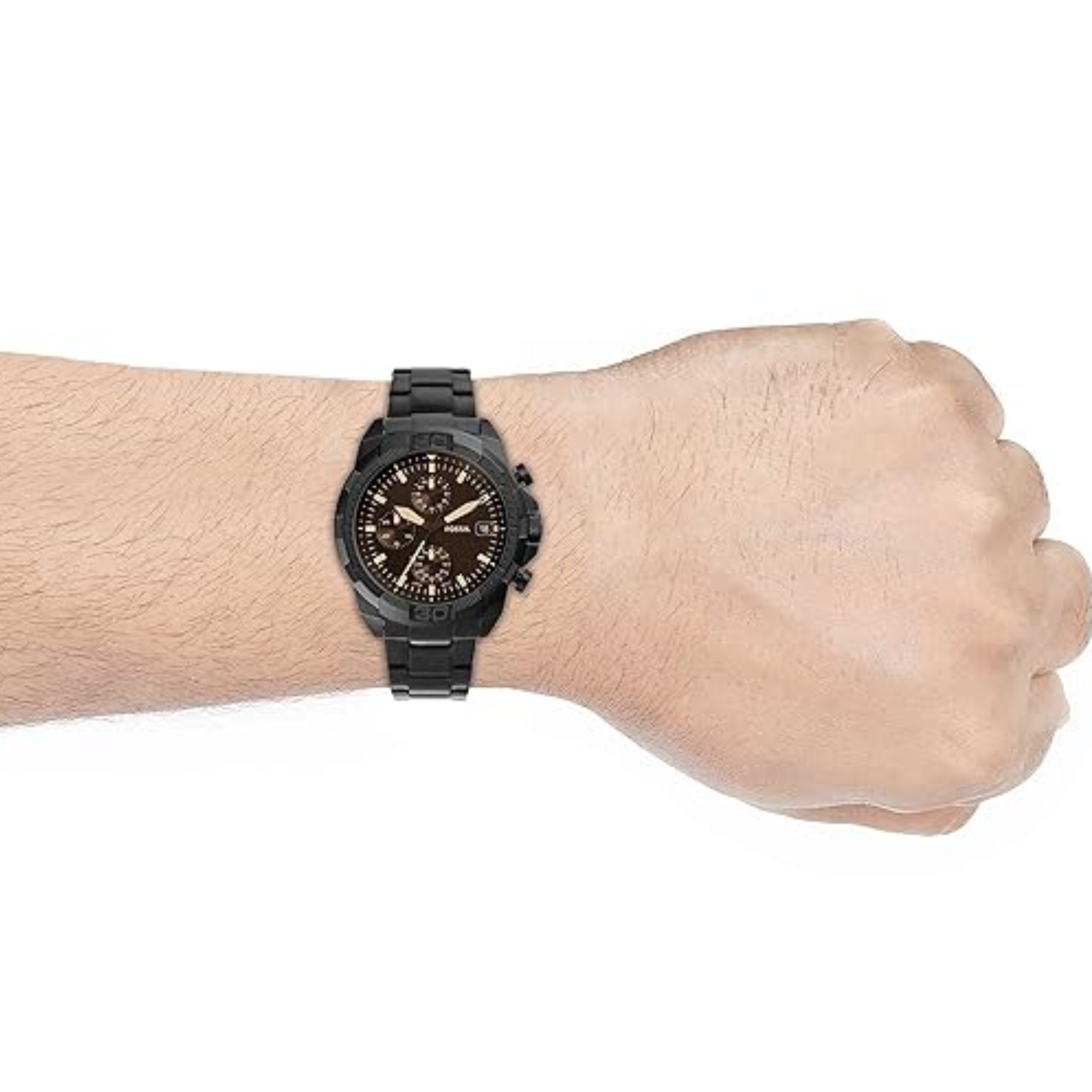 Fossil Bronson Black Stainless Steel Black Dial Chronograph Quartz Watch for Gents - FS5851