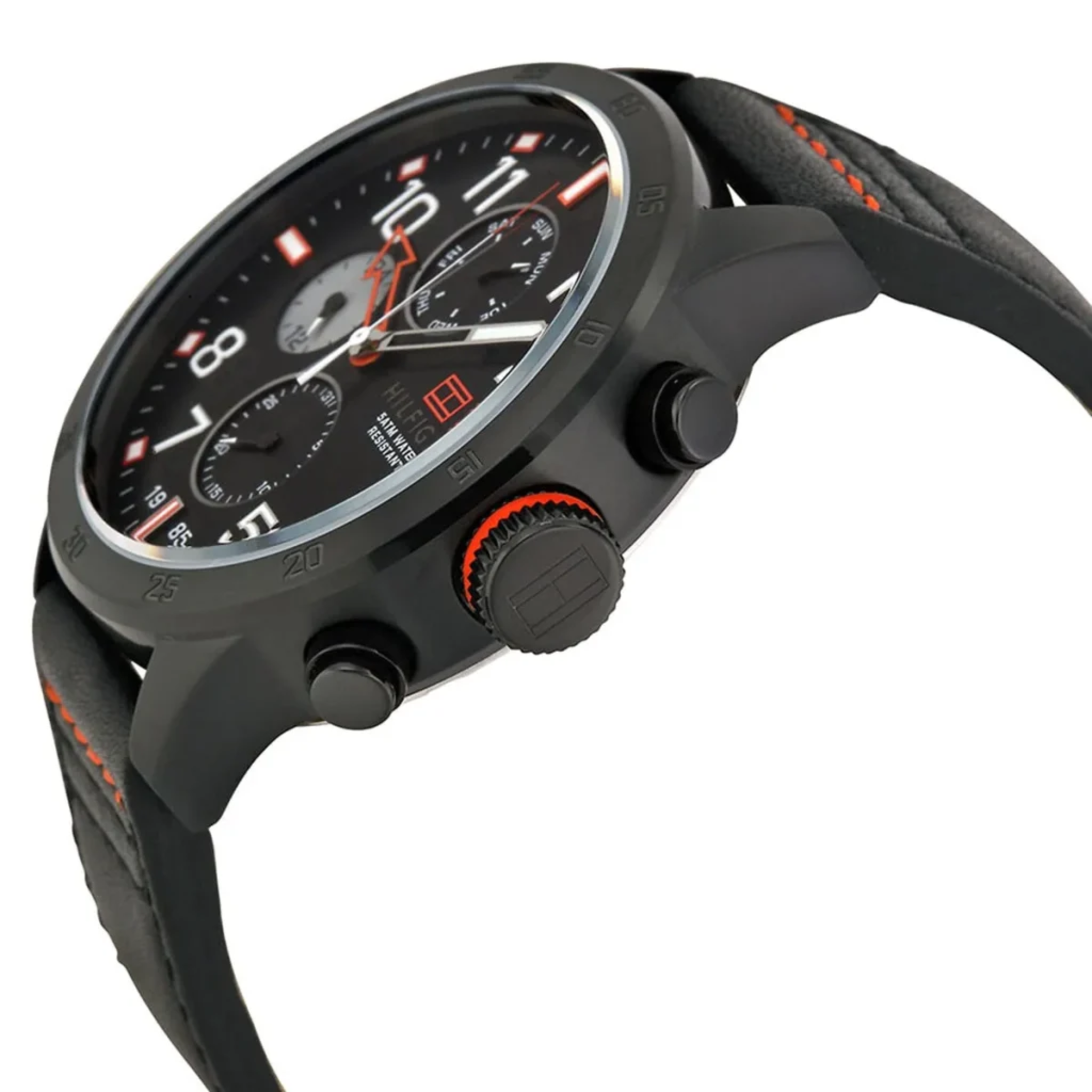 Tommy Hilfiger Men’s Quartz Black Leather Strap Black Dial 46mm Watch 1791136