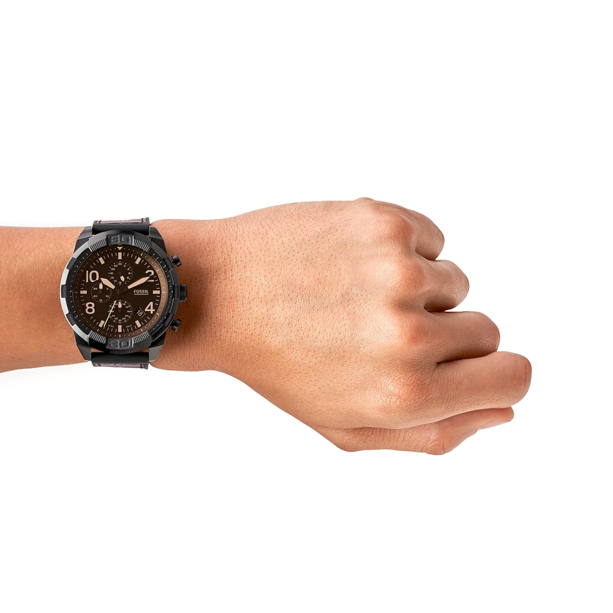 Fossil Bronson Chronograph Brown Dial Brown Leather Strap Watch for Men - FS5713