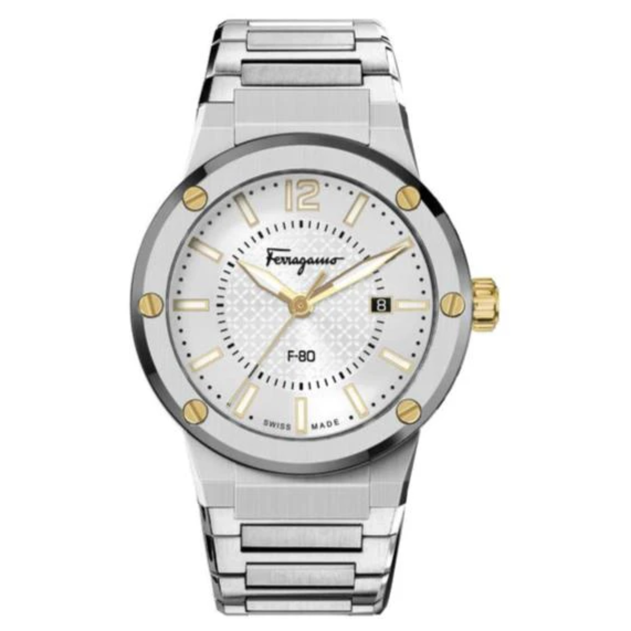 Salvatore Ferragamo F-80 Classic Silver Dial Silver Steel Strap Watch for Men - SFHY02922