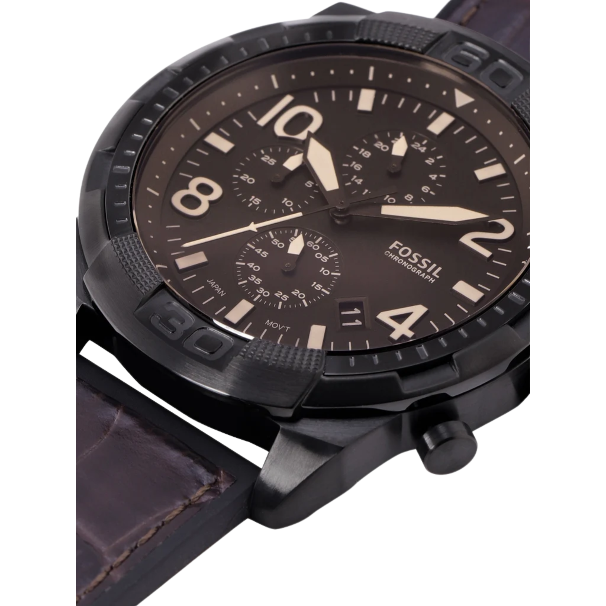 Fossil Bronson Chronograph Brown Dial Brown Leather Strap Watch for Men - FS5713