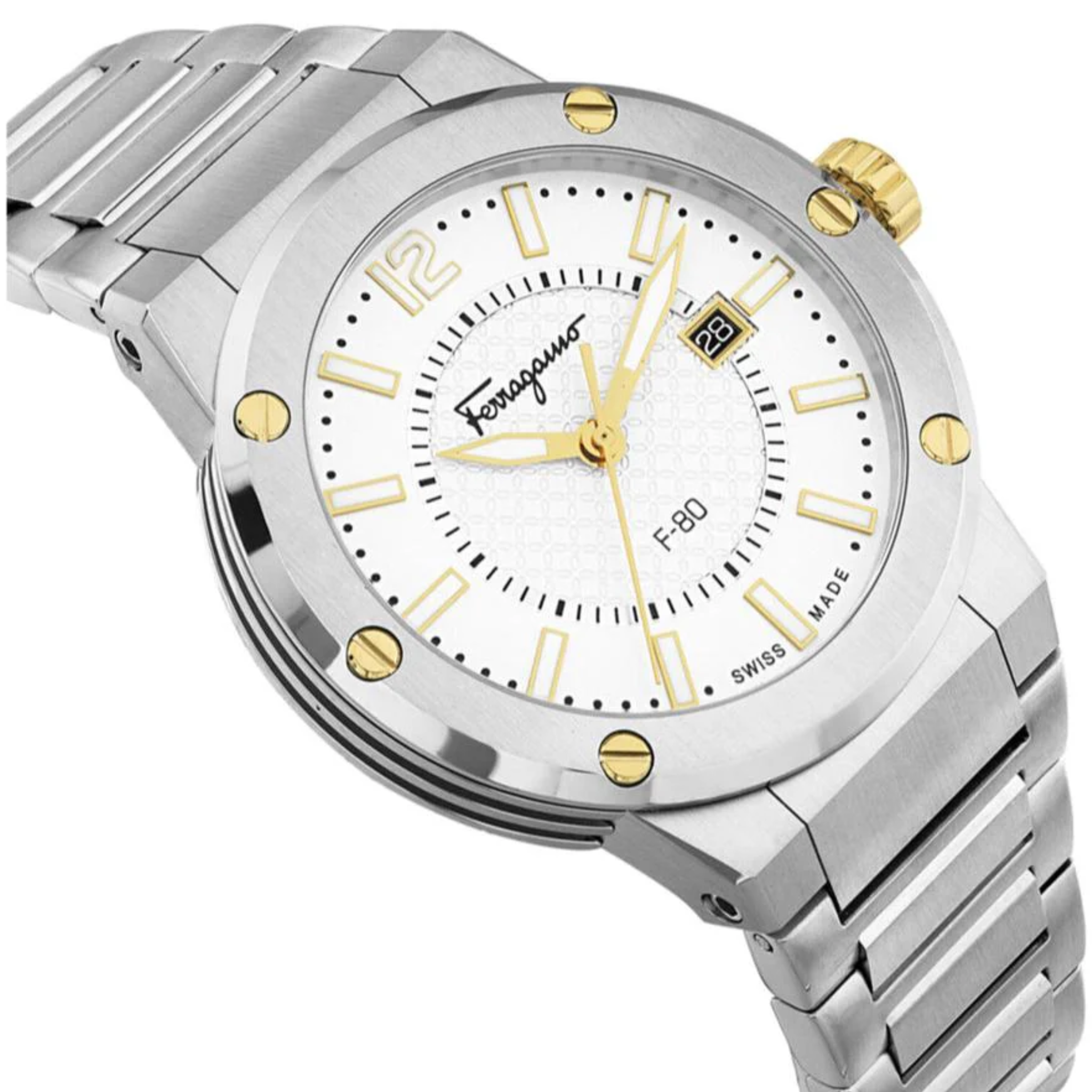 Salvatore Ferragamo F-80 Classic Silver Dial Silver Steel Strap Watch for Men - SFHY02922