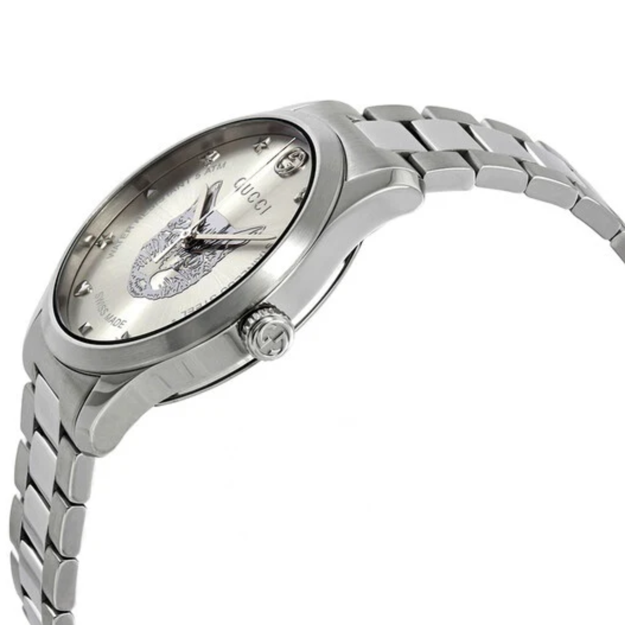 Gucci Unisex Swiss Made Quartz Silver Stainless Steel Silver Dial 38mm Watch YA1264095
