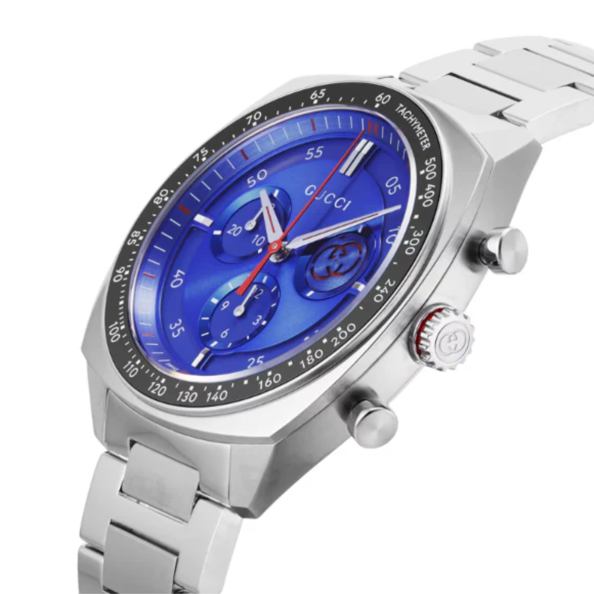 Gucci Interlocking Silver Stainless Steel Blue Dial Chronograph Quartz Watch for Gents - YA142317