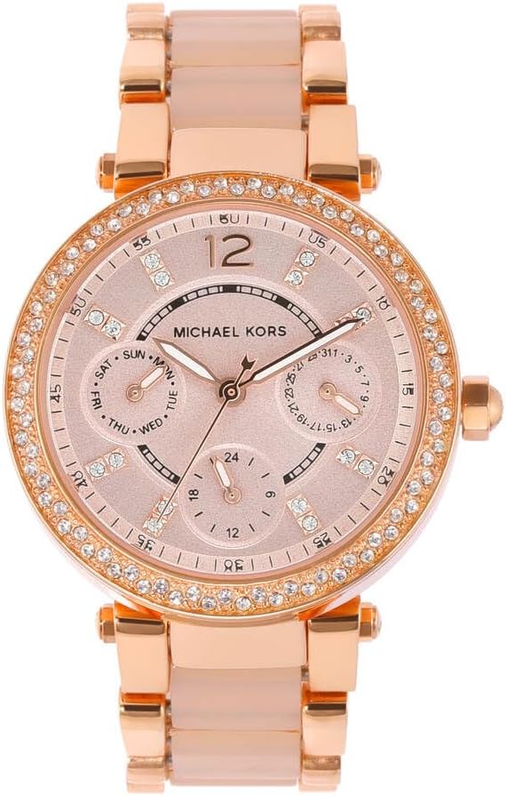 Michael Kors Parker Women's Watch, Stainless Steel and Pavé Crystal Watch for Women with Steel, Leather, or Silicone Band  MK 6110