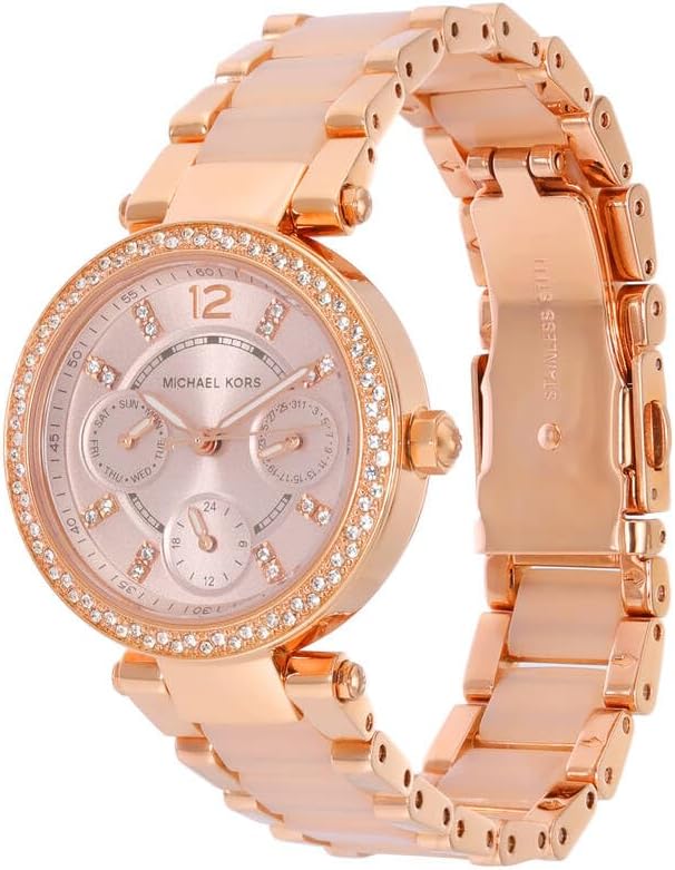 Michael Kors Parker Women's Watch, Stainless Steel and Pavé Crystal Watch for Women with Steel, Leather, or Silicone Band  MK 6110