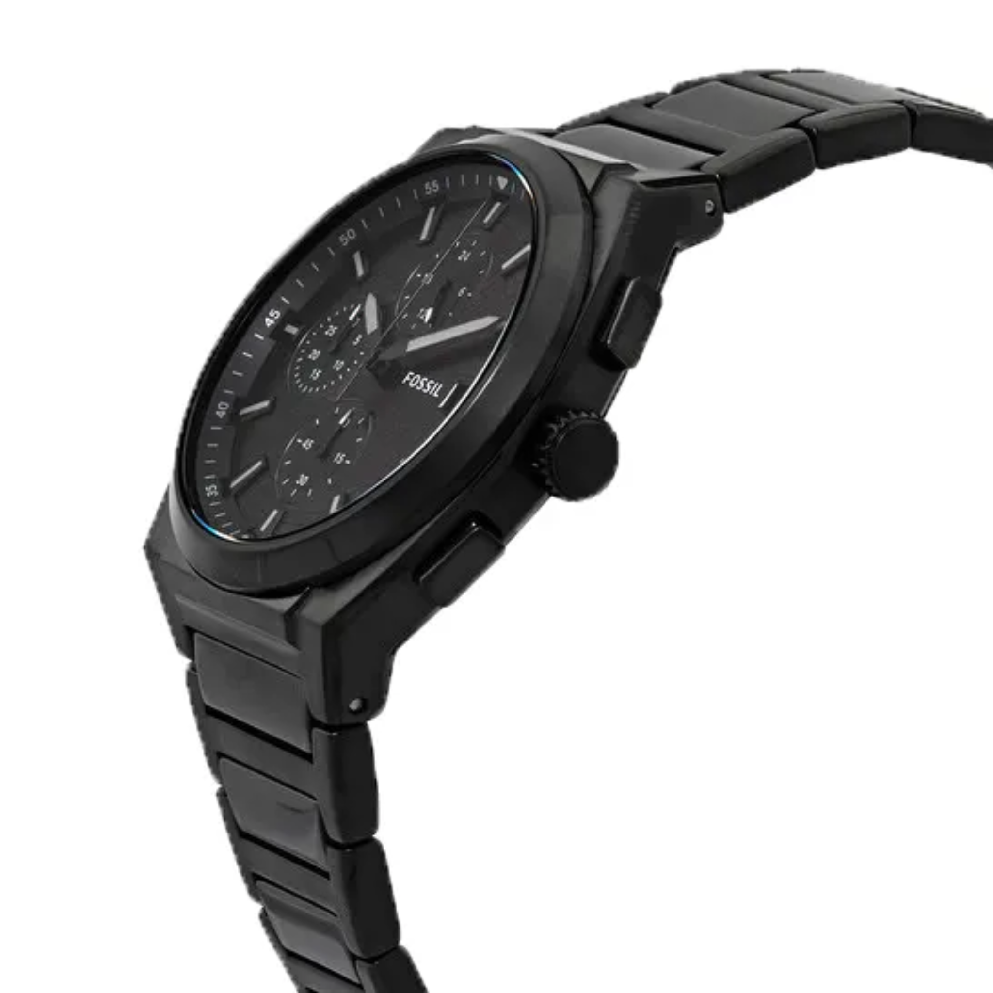 Fossil Everett Black Stainless Steel Black Dial Chronograph Quartz Watch for Gents - FS5797
