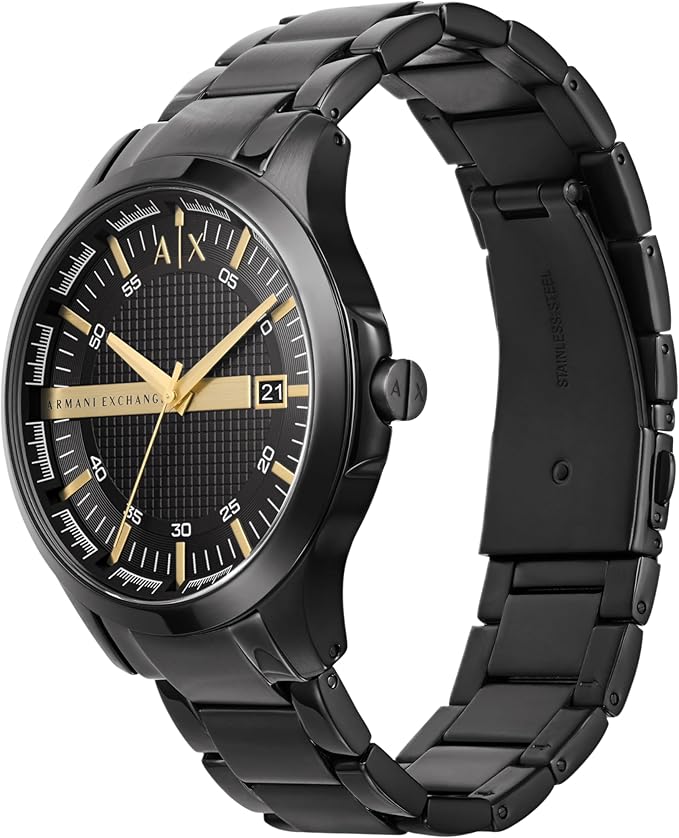 A｜X ARMANI EXCHANGE Men's Stainless Steel Watch, Color: Black/Gold (Model: AX2413)