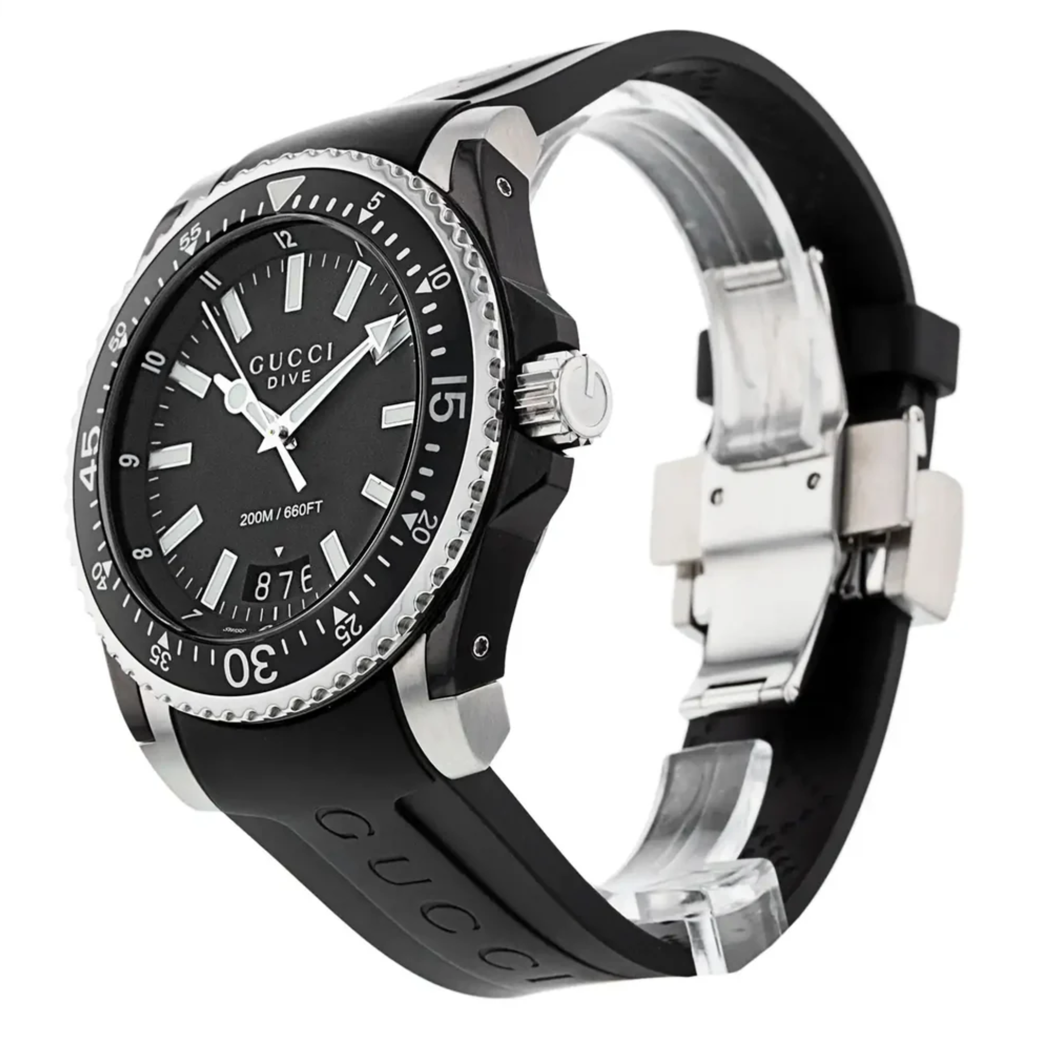 Gucci Dive Analog Quartz Black Dial Black Rubber Strap Watch For Men - YA136204