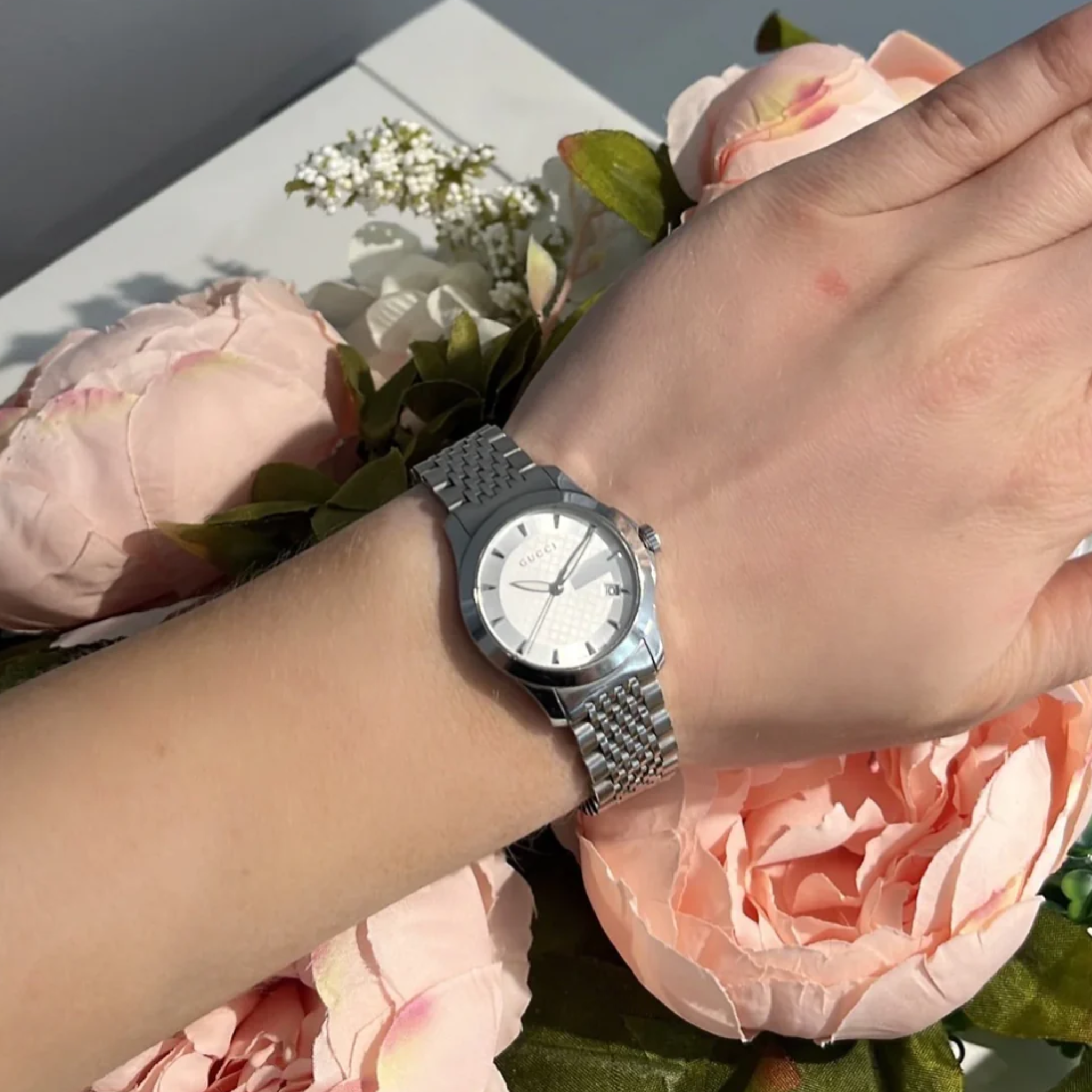 Gucci G Timeless Silver Dial Silver Steel Strap Watch For Women - YA126501