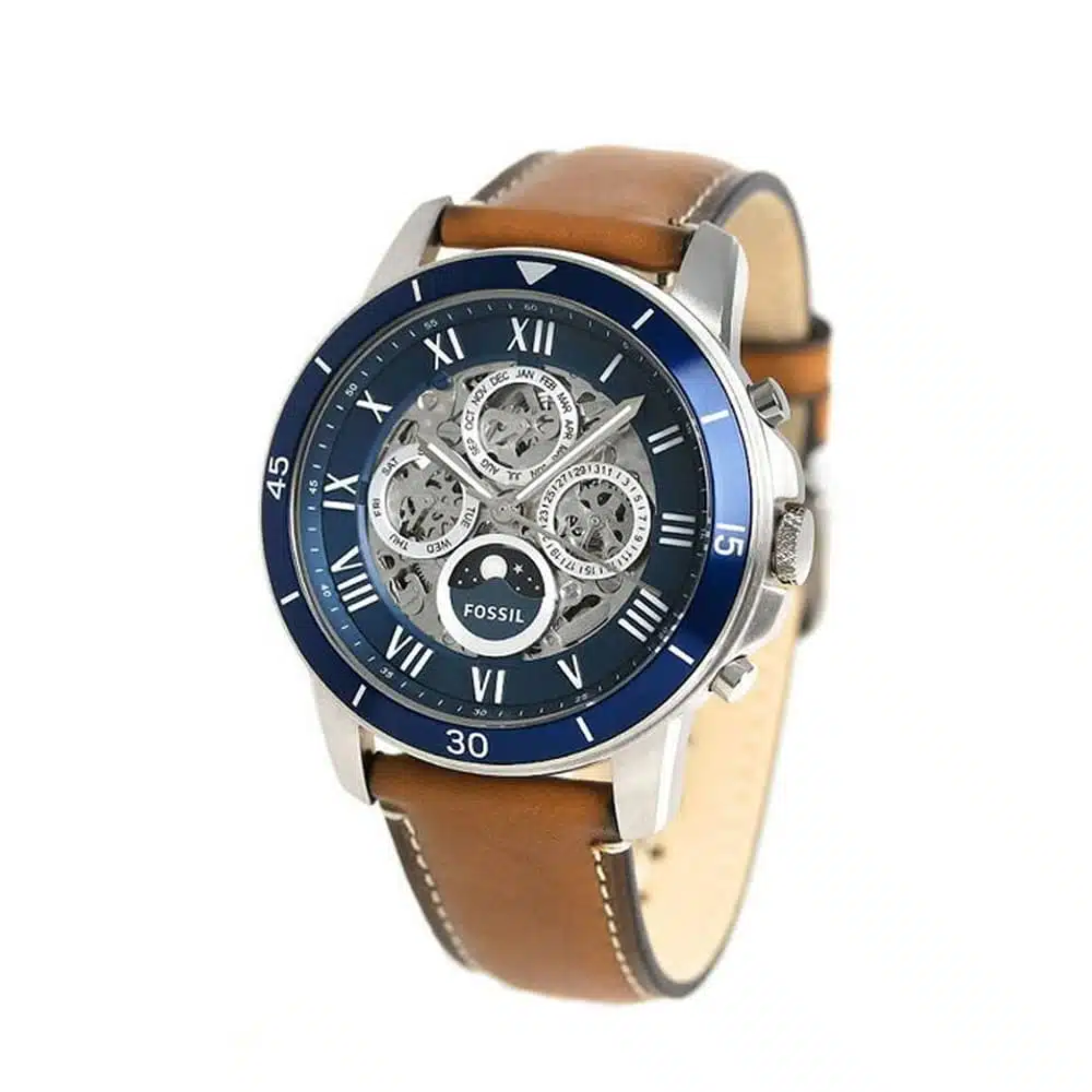 Fossil ME3140 Automatic Watch GRANT SPORT LUGGAGE BROWN LEATHER