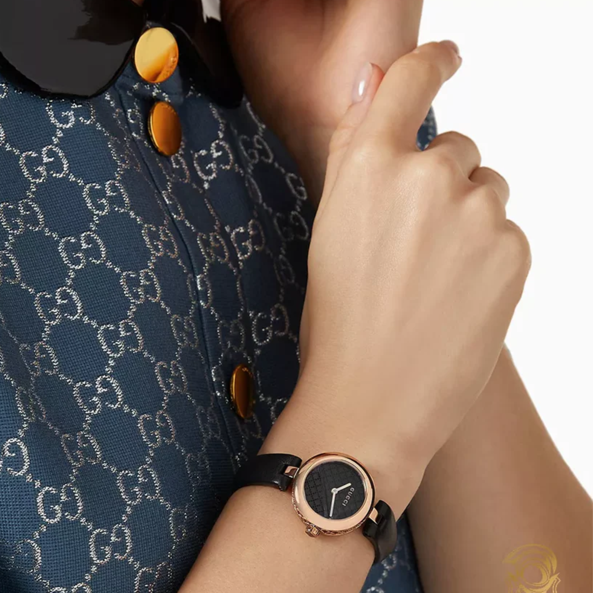 Gucci Women’s Swiss Made Quartz Black Leather Strap Black Dial 27mm Watch YA141501