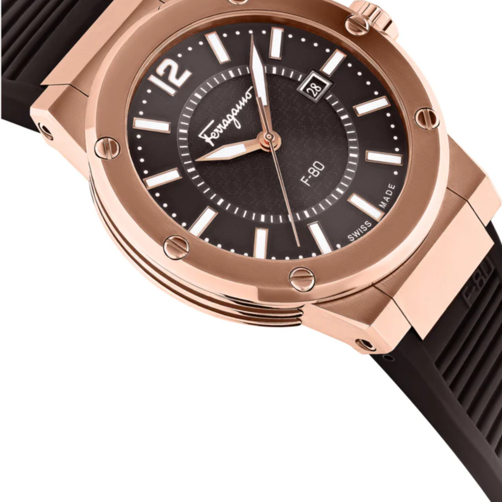 Ferragamo Men’s Swiss Made Quartz Brown Silicone Strap Brown Dial 44mm Watch SFHY02522