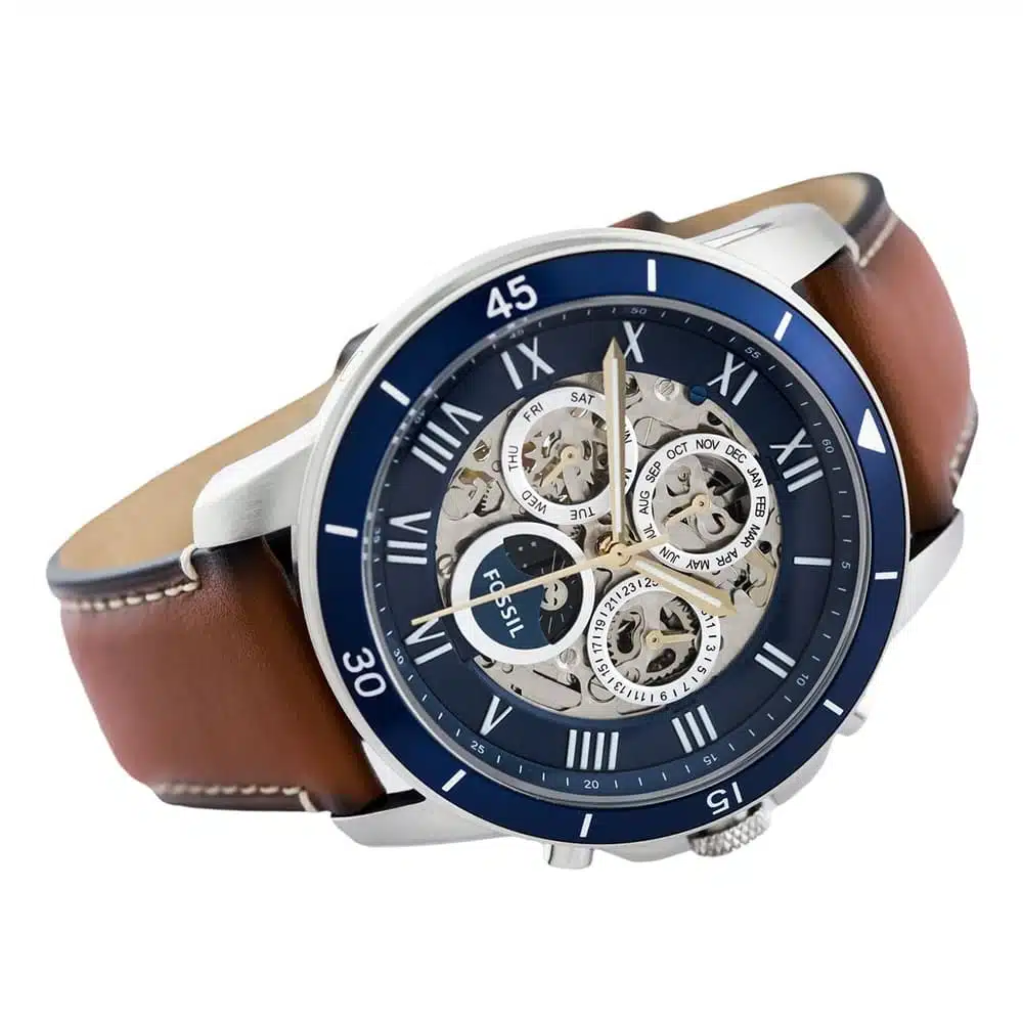 Fossil ME3140 Automatic Watch GRANT SPORT LUGGAGE BROWN LEATHER