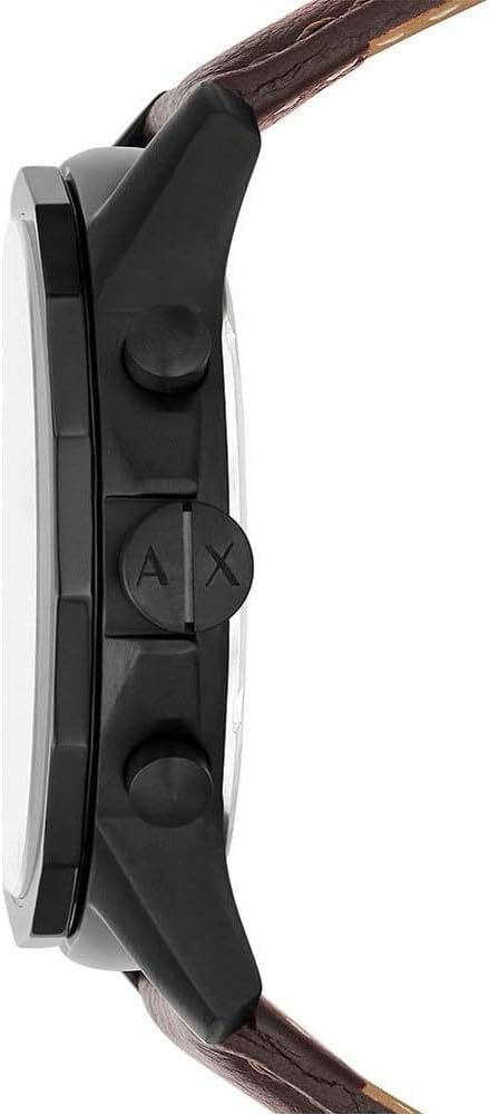 Armani Exchange Watch for Men, Quartz Movement, 44 mm Brown Stainless Steel Case with a Leather Strap, AX1732