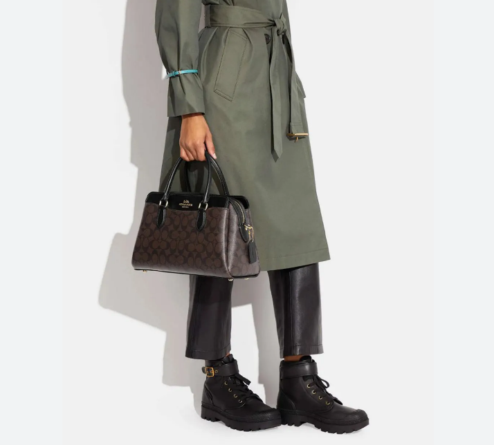 COACH  DARCIE LARGE CARRYALL IN SIGNATURE BLACK/BROWN