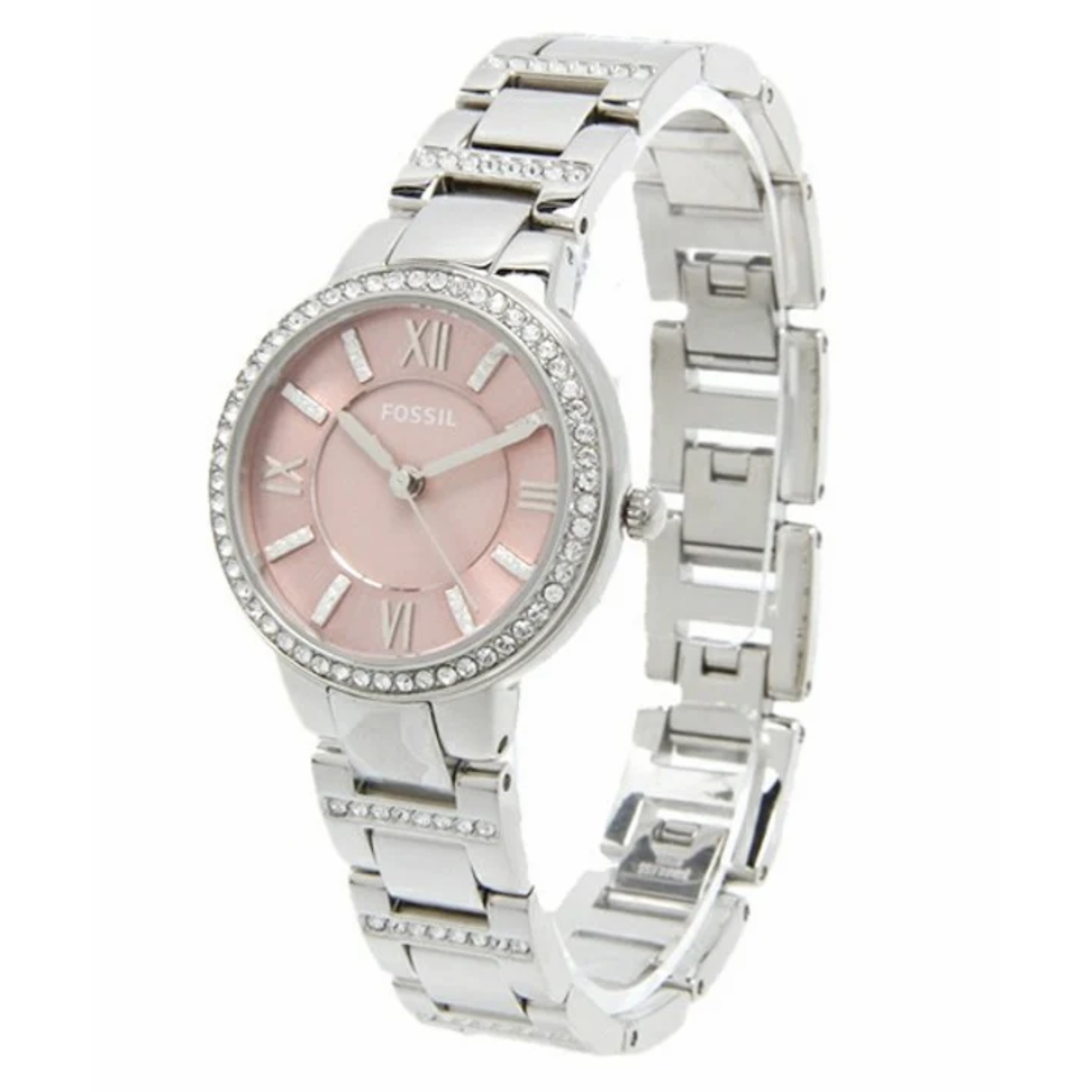 Fossil Virginia Pink Dial Silver Steel Strap Watch for Women - ES3504