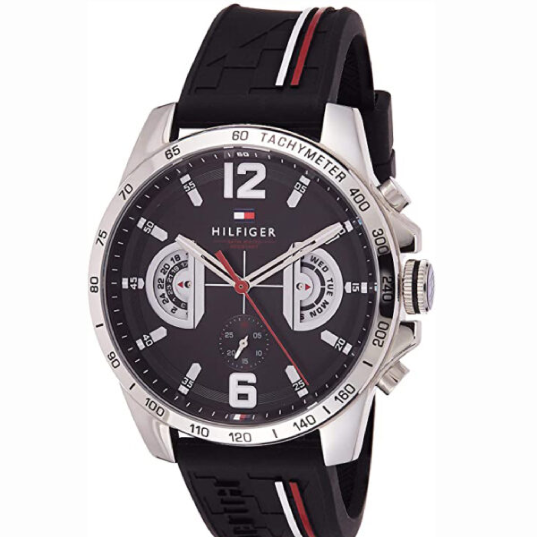 Tommy Hilfiger Men’s Quartz Silicone Strap Black Dial Watch 46mm 1791473
