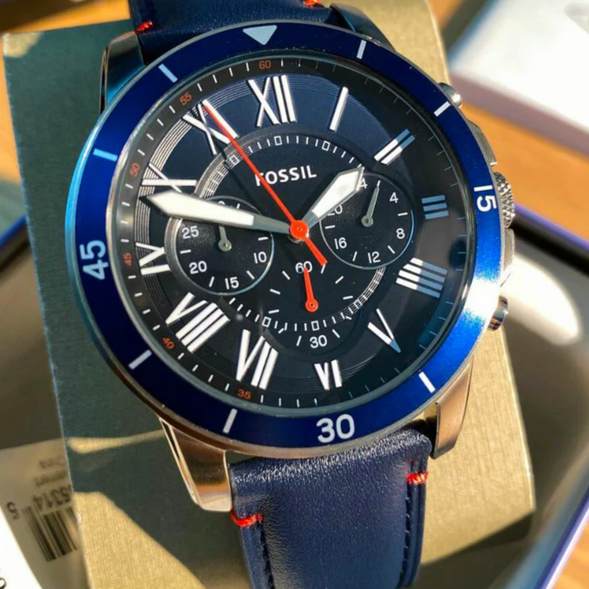 Fossil Men's Blue Leather Watch - FS5373