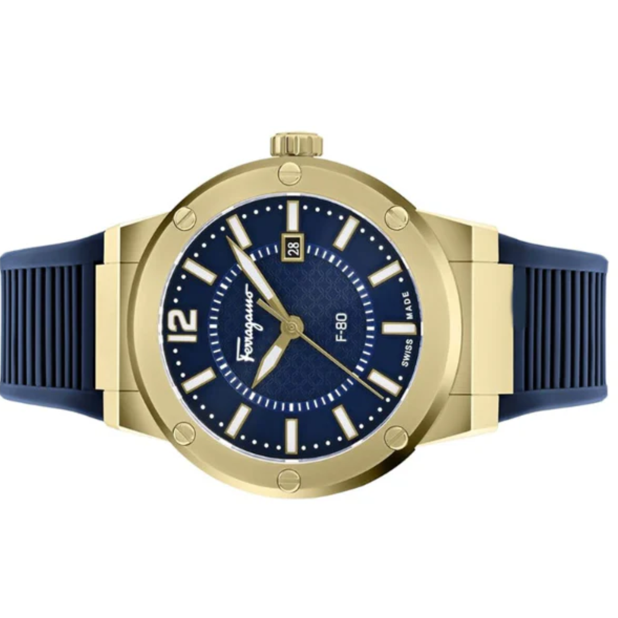 Ferragamo Men’s Swiss Made Quartz Blue Silicone Strap Blue Dial 44mm Watch SFHY02822
