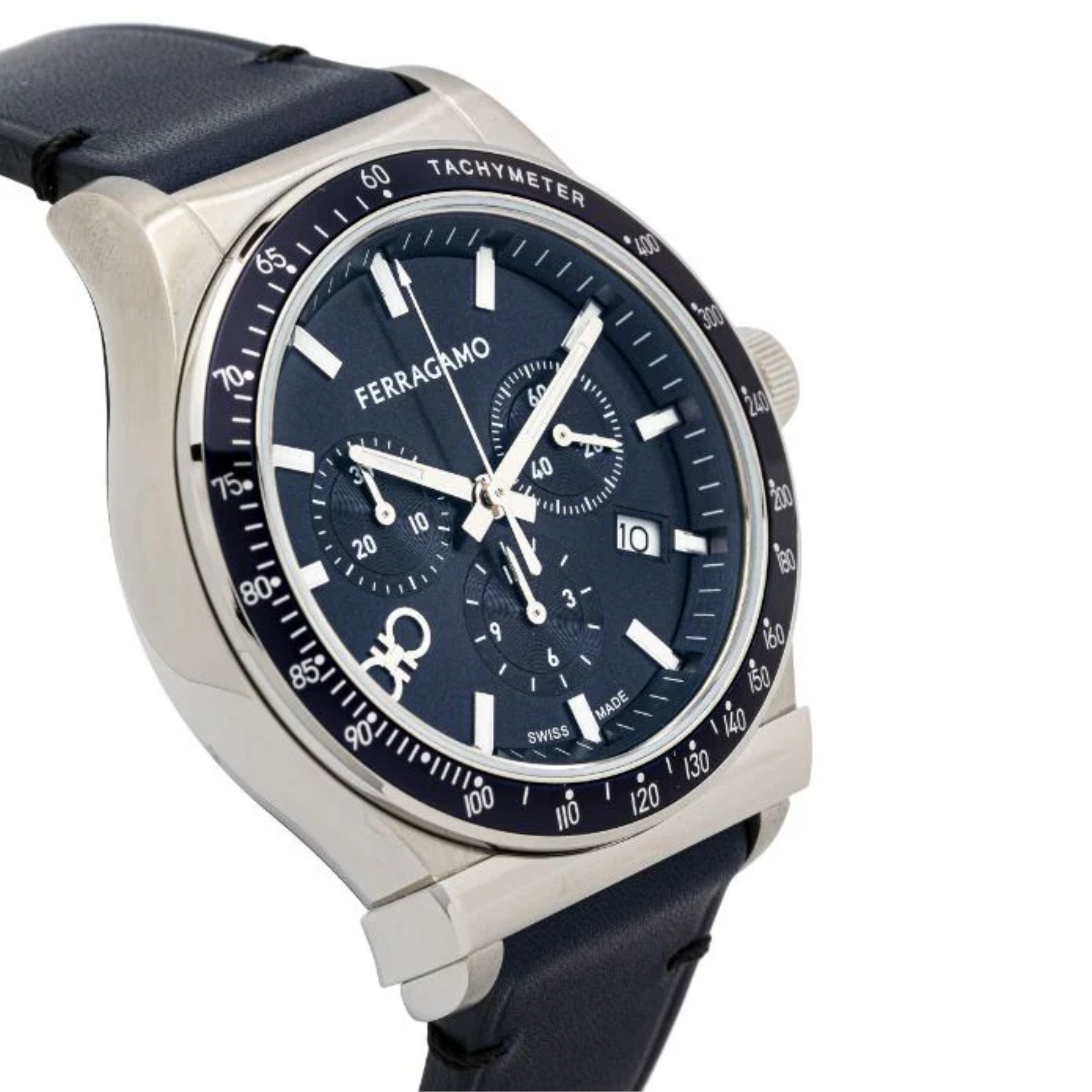 Salvatore Ferragamo 1927 Chrono Analog Blue Dial Blue Leather Strap Watch for Men - SFKZ00223