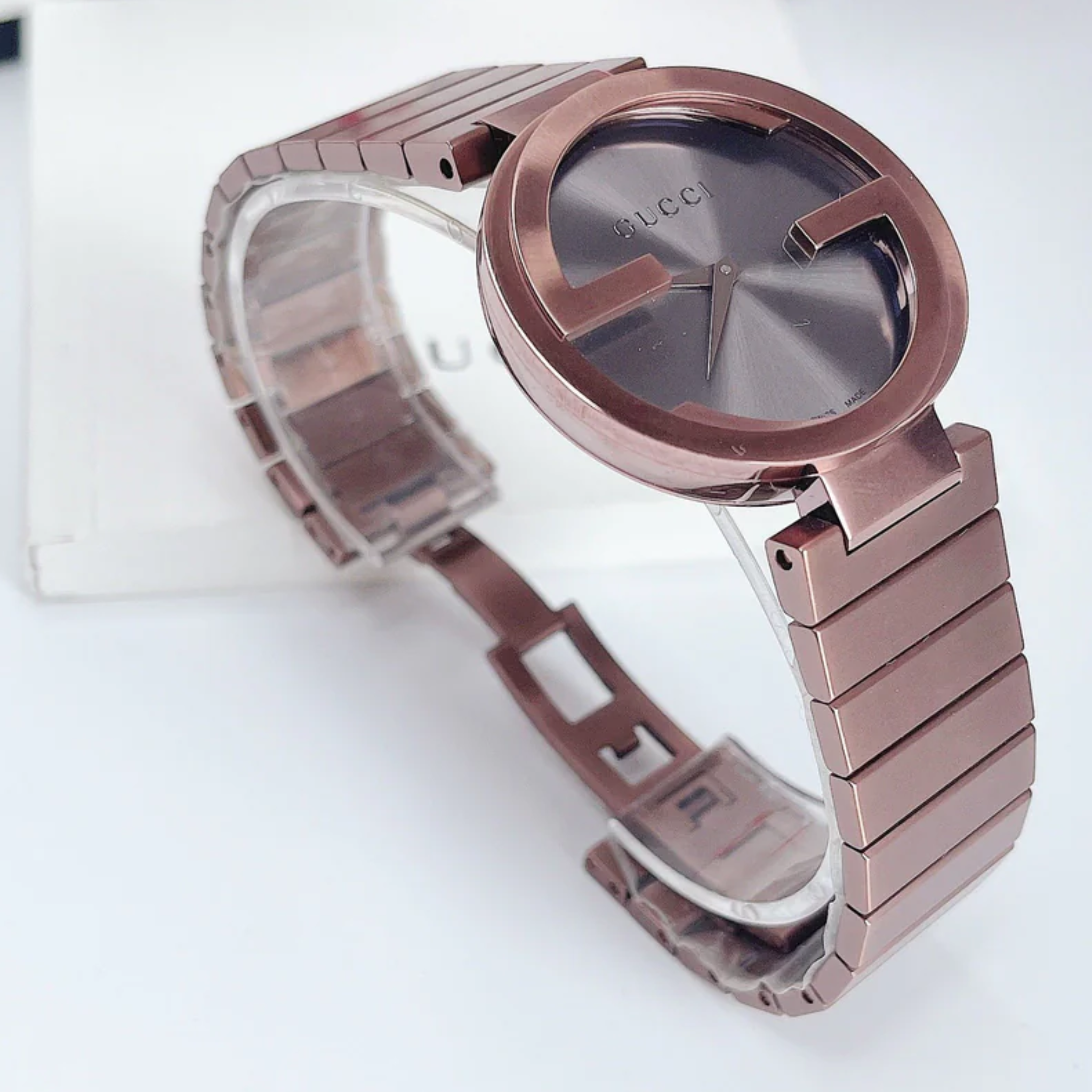 Gucci Interlocking XL Brown Dial Brown Steel Strap Watch For Men - YA133211