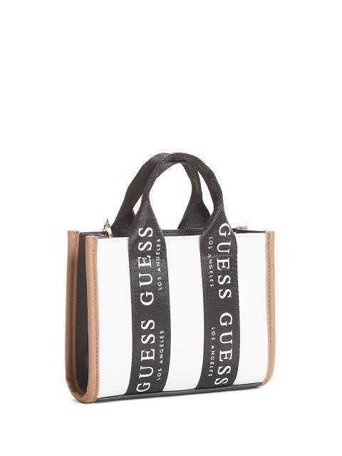 Guess logo tape mini tote bag (white)