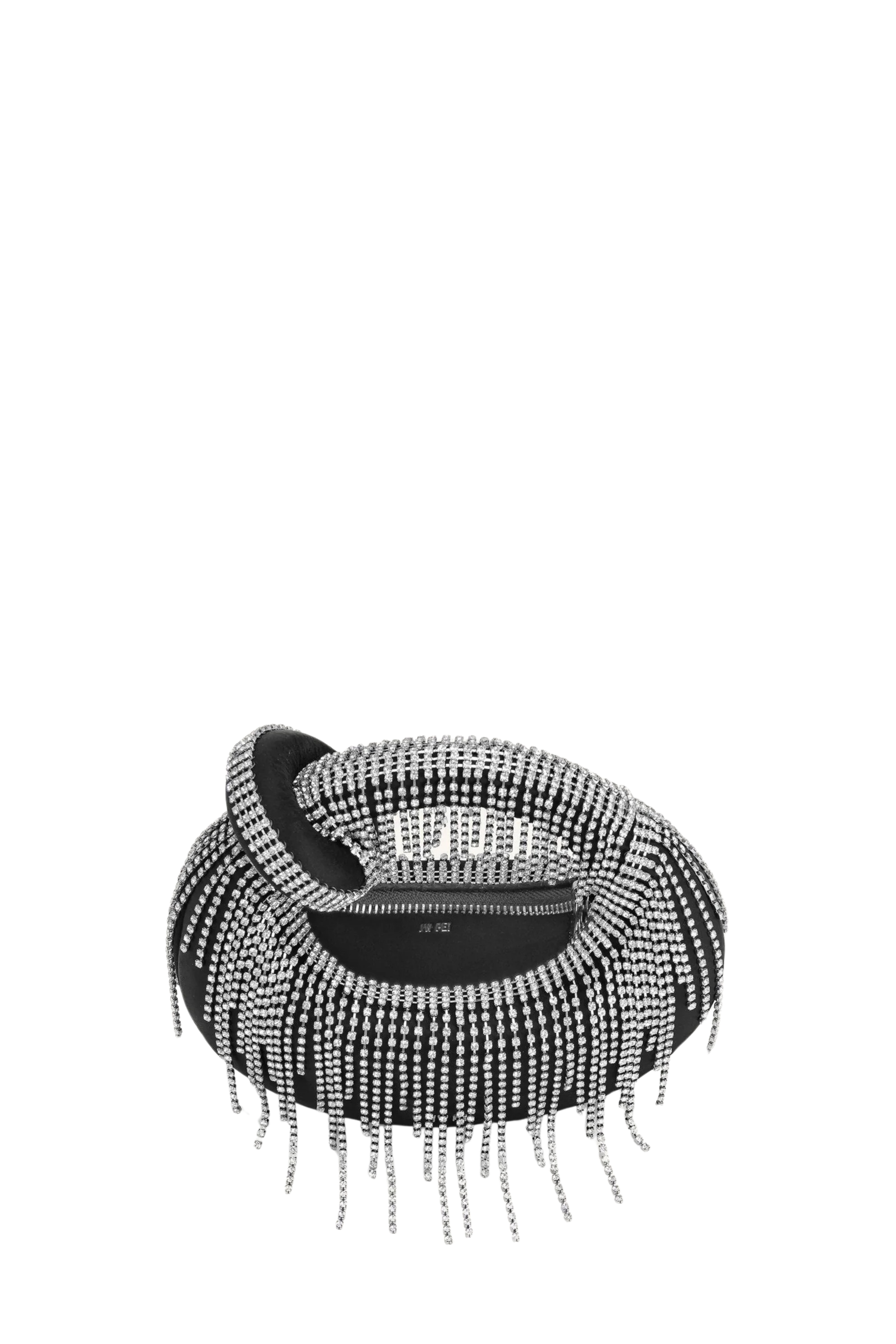 JW Pei Abacus Satin Artificial Crystal Mini Top Handle Bag - Black 826