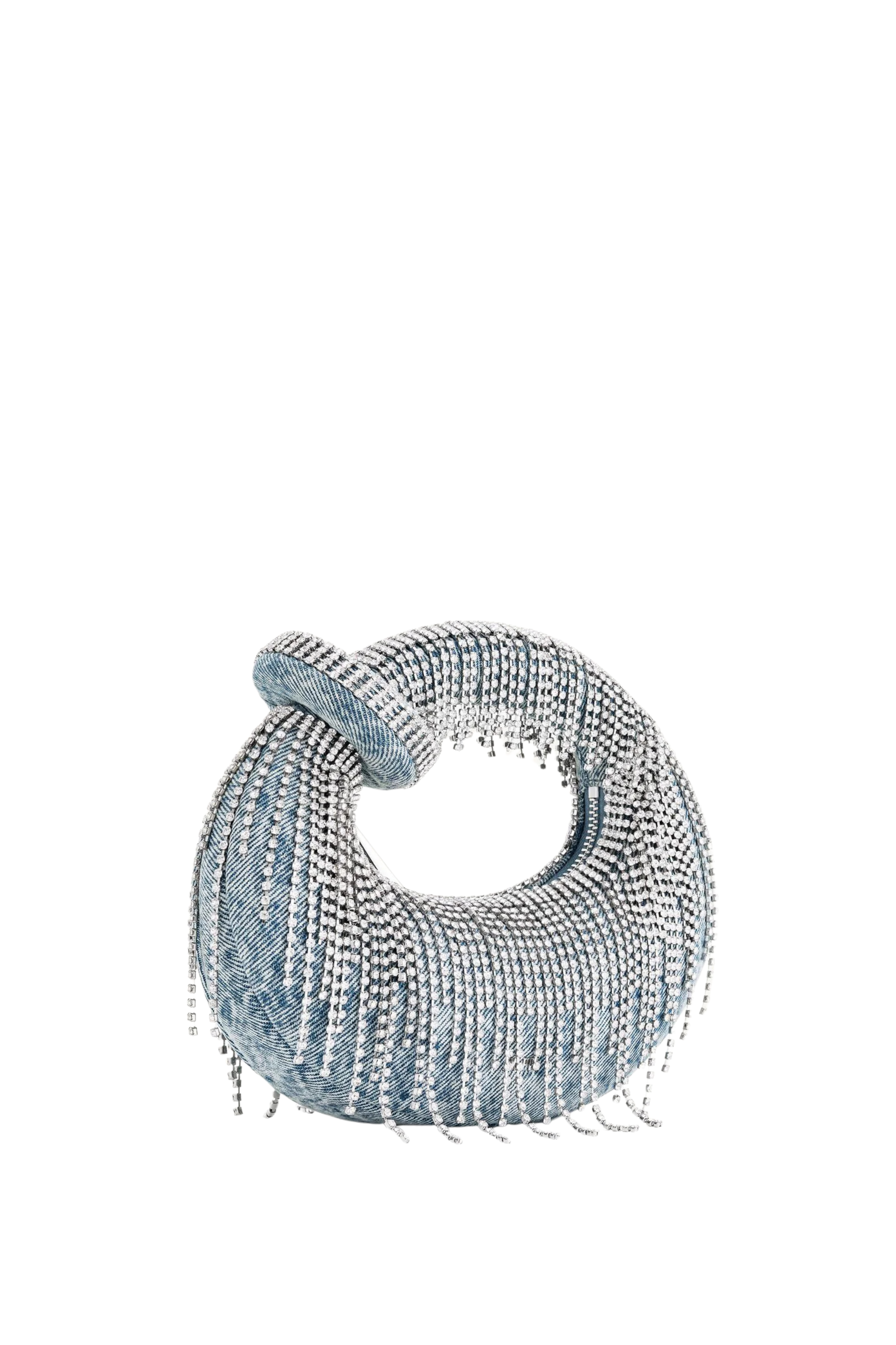 JW Pei Abacus Denim Artificial Crystal Mini Top Handle Bag - Blue 827