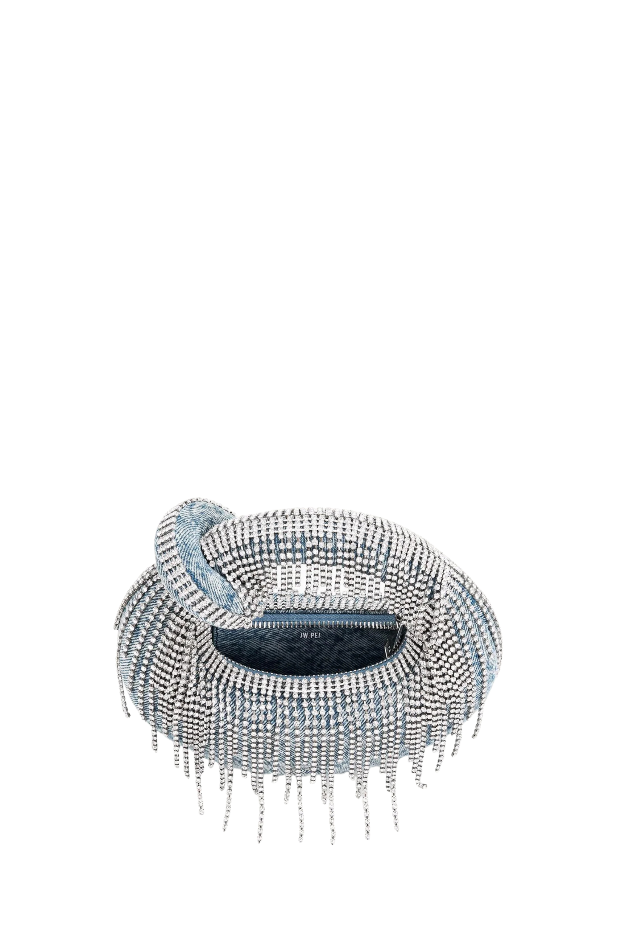 JW Pei Abacus Denim Artificial Crystal Mini Top Handle Bag - Blue 827