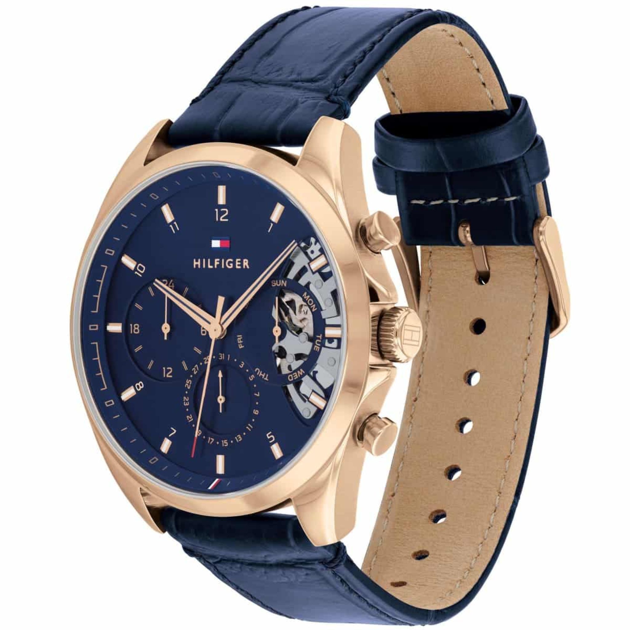 Tommy Hilfiger Men’s Quartz Leather Strap Blue Dial 44mm Watch 1710451