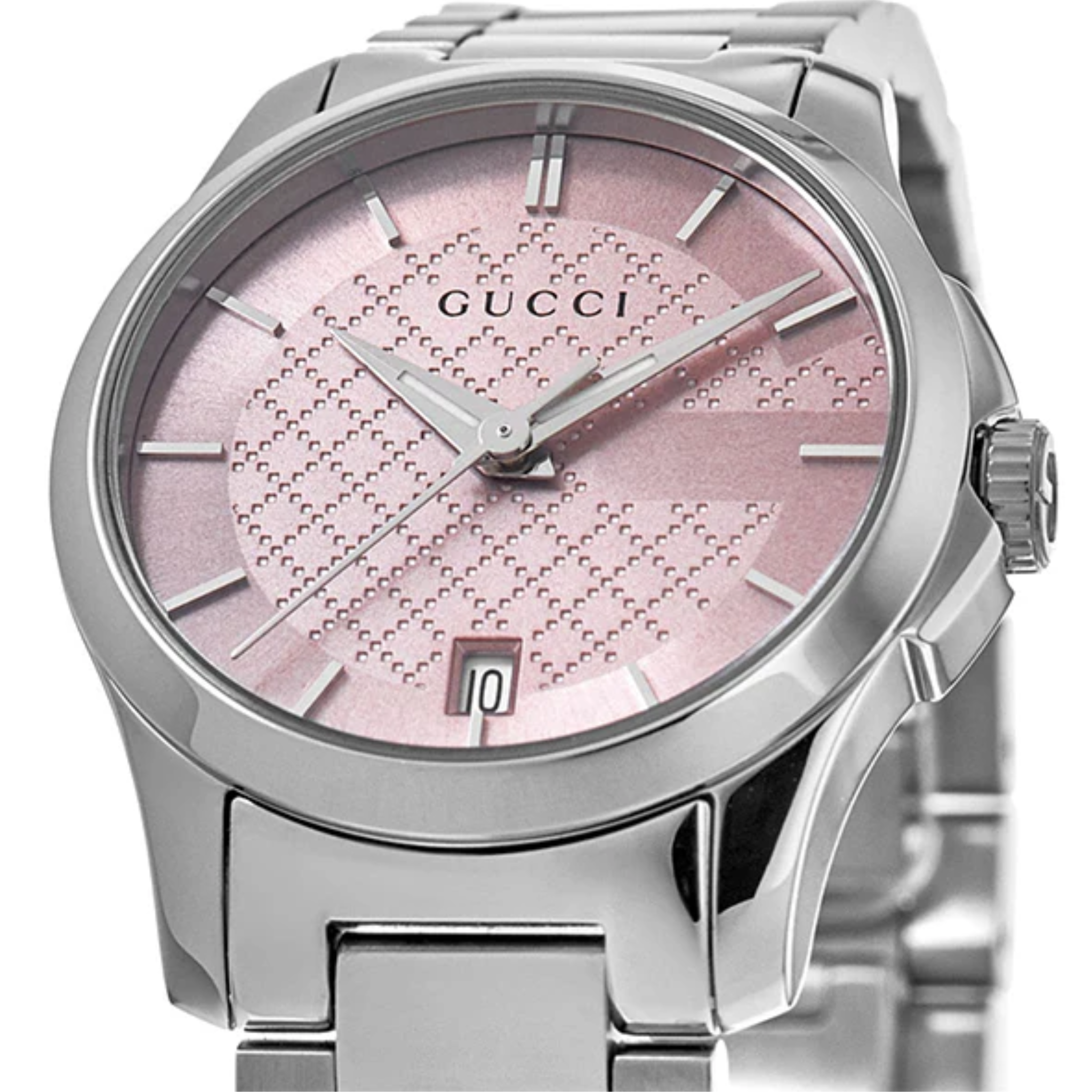 Gucci G-Timeless Silver Stainless Steel Pink Dial Quartz Watch for Ladies- GUCCI YA126524
