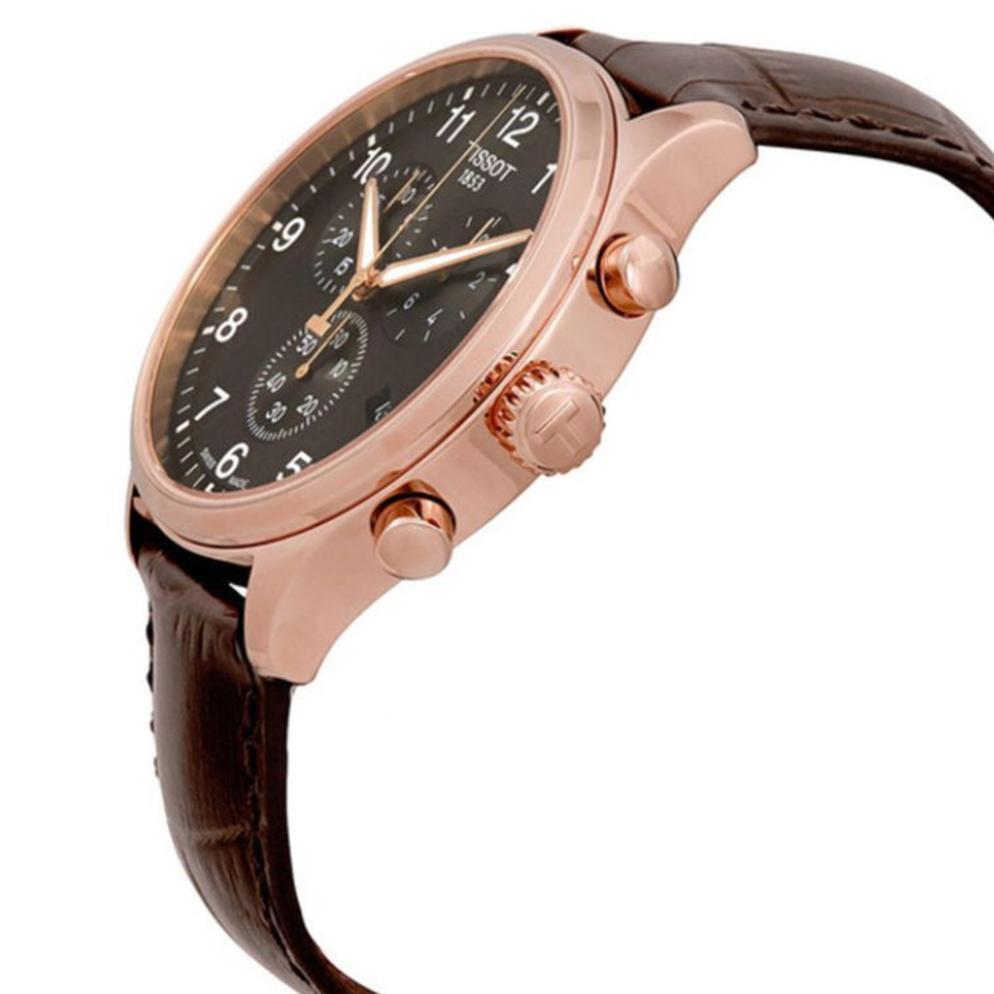 Tissot T116.617.36.057.01 Men's 45mm Swiss Quartz Chronograph Watch Black Dial Brown Leather Strap With Official Warranty