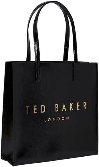 SMALL TED BAKER Black Crinkle Front-Branding Small Tote Bag