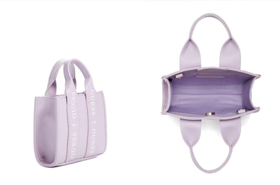 Guess logo-tape tote MINI bag. Purple