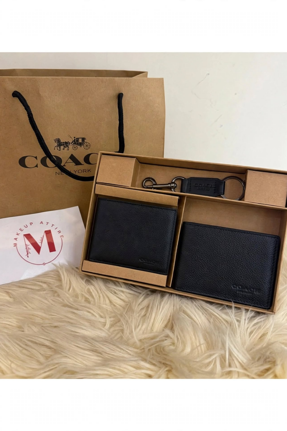 Coach mens 3pc set (Wallet, card holder & keychain) 1852