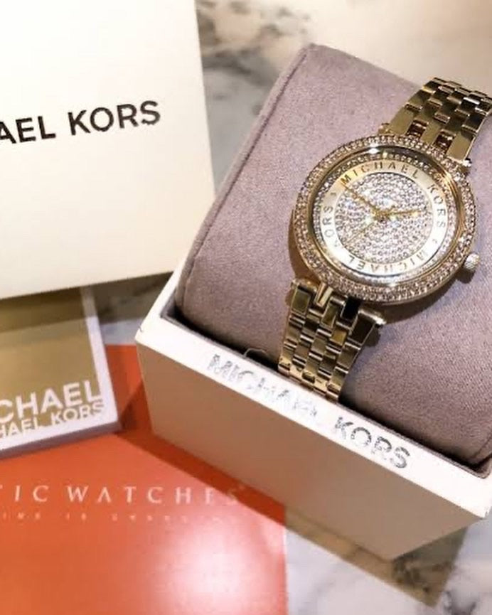 Michael Kors Mini Darci Gold Crystal Pave Dial Ladies Watch MK3445